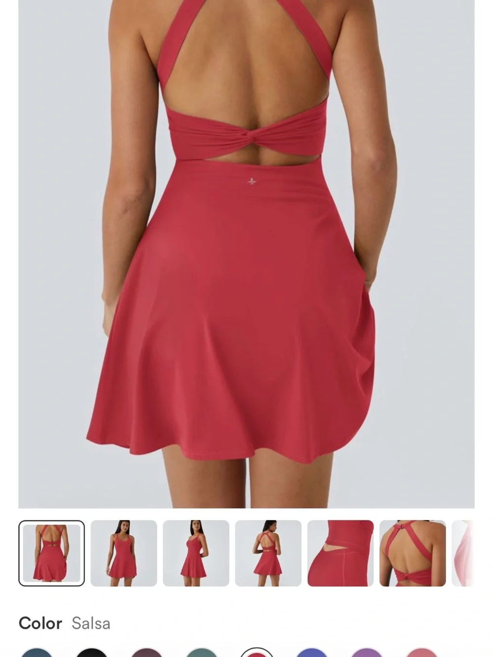 Halara NWT SzL SoftlyZero™ Airy Backless Twisted Flare Dance Active Dress Tennis - Picture 2 of 9
